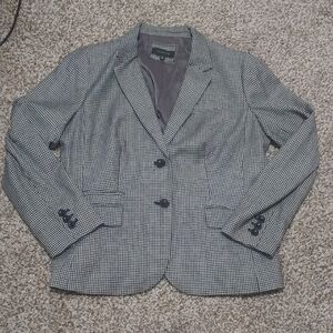 Talbots Houndstooth Blazer Women's Black And White Sports Coat Jacket Size 14